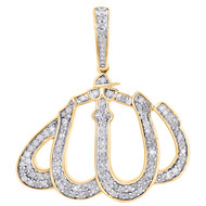 Custom Diamond Allah Arabic Islamic Pendant .925 Sterling Silver Charm 0.87 CT.