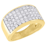 10K Yellow Gold Diamond Wedding Band Mens Round Cut Pave Engagement Ring 2.50 Ct