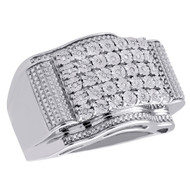 Mens 925 Sterling Silver Pave Genuine Diamond Designer Fashion Pinky Ring 1/5 CT