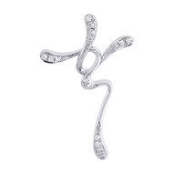 Diamond Swivel Cross Pendant 14K White Gold Round Cut Charm with Chain 0.14 CT.