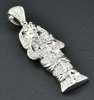 Diamond Egyptian Pharaoh King Tut Mummy Pendant 925 Sterling Silver Charm .45 Ct