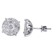 Diamond Stud Earrings 14K White Gold Mens Ladies Round Solitaire Look 2.08 Ct.