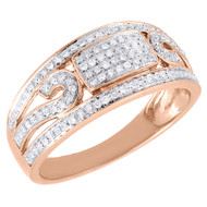 Diamond Wedding Band Ladies 14K Rose Gold Round Cut Pave Ring 0.32 Tcw.