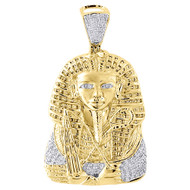 Diamond Mini Egyptian Pharaoh King Tut Pendant 0.40 Ct. 10k Yellow Gold Charm