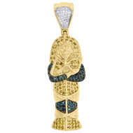 10K Yellow Gold Yellow Diamond Egyptian Pharaoh King Tut Pendant Charm 0.45 CT