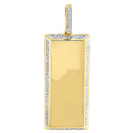 Mens Round Diamond Bar Pendant .925 Sterling Silver Charm 0.73 Ct.