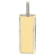 Mens Round Diamond Bar Pendant .925 Sterling Silver Dog Tag Charm 0.55 Ct.