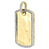 Diamond Dog Tag Pendant Mens 10K Yellow Gold Round Pave ID Charm 0.26 CT.