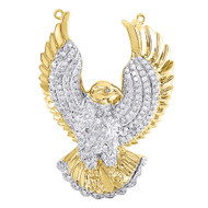 10K Yellow Gold Diamond Mid-Flight Eagle Pendant Widespread Wings Charm 0.82 Tcw