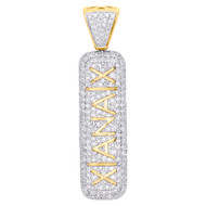 10K Yellow Gold Diamond 3D Double Sided Xanax Pill Pendant 1.55" Charm 2.57 CT.
