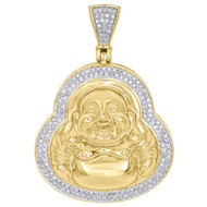 10K Yellow Gold Diamond 3D Laughing Buddha Budai Pu-Tai Pendant Charm 0.77 CT.