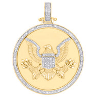 10K Yellow Gold Diamond Eagle Seal of US President American Pendant Charm 3/4 CT