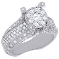 Diamond Engagement Wedding Ring 14K White Gold Euro Shank Round Cut 2.15 Ct.