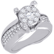 Diamond Engagement Wedding Ring 14K White Gold Euro Shank Round Cut 1.30 Ct.