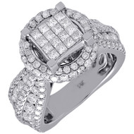 Diamond Wedding Engagement Bridal Ring 14K White Gold Wide Euro Band 4.07 Ctw.
