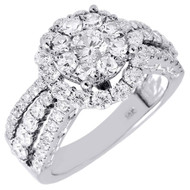 Diamond Engagement Ring Ladies 14K White Gold Wedding Round Solitaire 2.07 Tcw.