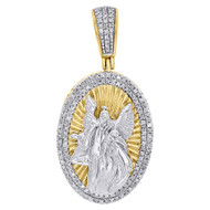 10K Yellow Gold Genuine Diamond Guardian Angel Pendant Charm 0.35 Ct.