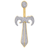 10K Yellow Gold Real Diamond Medieval Knight Thundercat Sword Mens Charm 0.46 CT