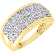 Diamond Wedding Band Men's 10K Yellow Gold Round Cut Pave Engagement Ring .60 Ct