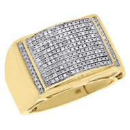 10K Yellow Gold Genuine Round Diamond Domed Pinky Ring Mens Pave Band 0.50 Ct.