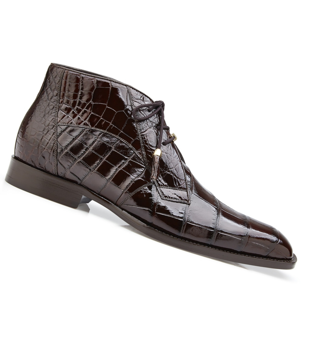 Belvedere Genuine Alligator Lace Half Boots - Chocolate - Vavra's Menswear