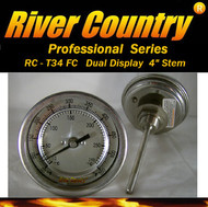 3" River Country Dual Range F/C BBQ, Grill, Smoker & Pit Thermometer (RC-T34FC) (4" Stem)