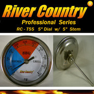 5" River Country Adjustable BBQ, Grill, Smoker & Pit Thermometer (RC-T55) (5" Stem)