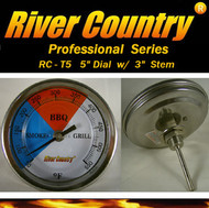 5" River Country Adjustable BBQ, Grill, Smoker & Pit Thermometer (RC-T53) (3" Stem)