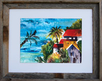 16 x 20 barn wood framed tropical watercolor print by Dotty Reiman