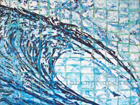 Original Abstract Wave art by Tamara Kapan.  Large painting measures 48" x 36" x 1.5" Title is Natural Instincts