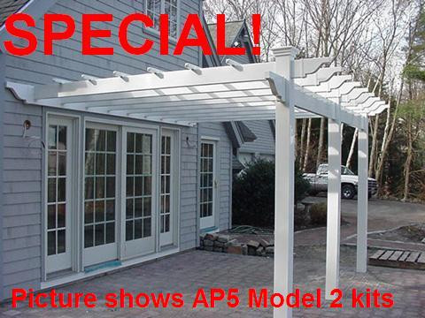 Vinyl Pergola Kit Attached, White 8 X 8 Ft - Fence-Material Image 1 - Vinyl Pergola Kit Attached, White 8 X 8 Ft - Fence-Material