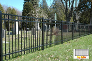Steel Picket Fence Wrought Iron Style - PFS2000 - 3 Rail Flat top. 4, 4.5, 5 & 6ft High x 8ft long unassembled kits,  Posts not included