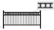 Wrought Iron Railing 3 Rail with Scrolls 3ft x 8ft long unassembled kits ,  Posts not included