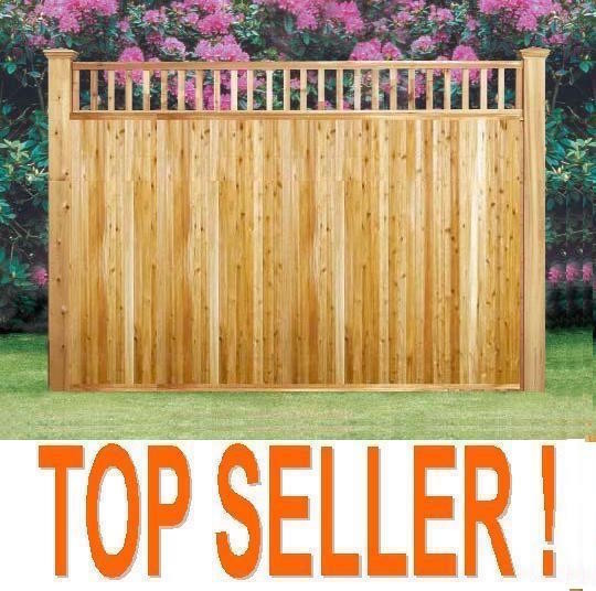 7ft x 8ft wide Cedar Wood Fence Sections Picket Top, Good Neighbor.