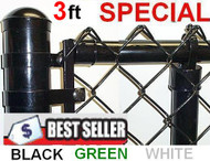 3 Ft tall Vinyl Coated System Complete includes 2"x 9 Ga. Mesh, 1-3/8" Top Rail, and Hardware, Price shown is per linear foot. Line, Corner, End, Gate Posts and gates not included.