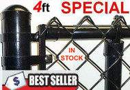 4 Ft tall Black & Green Coated Fence Kit, 2"x 9 Ga. Mesh, 1-3/8" Top Rail Hvy .065 Ga, 1-5/8" x 6ft x Hvy .065 Ga Line Posts spaced at 10 ft, all Hardware parts, put total feet in Qty, Price is $/ ft. Corner, End, Gate Posts and gates not included.