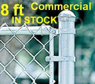 8ft tall Galvanized Commercial,  Plain or Barb Wire Top, Fence Kit Includes  All Top Rail (1-5/8"), All Mesh (2" x 9 gauge).  Line Post, Corner, End, Gate Posts and gates not included, purchased separately below.  Price is per ft.
