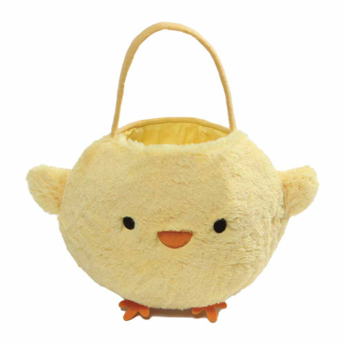 Easter Fluffy Chick Basket with Handle - Front View