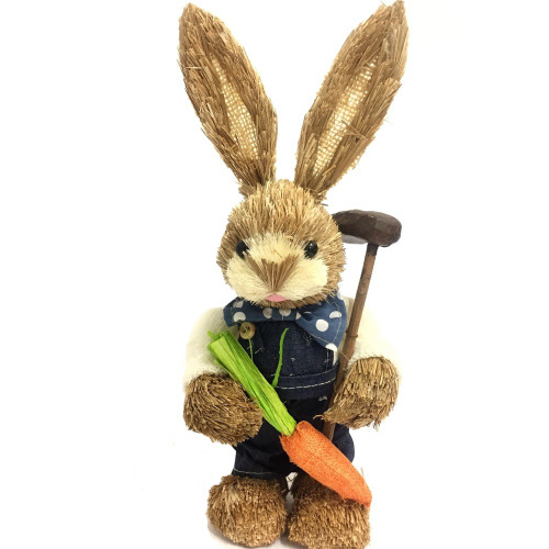 Bristle Straw Bunny w Hoe Dark Blue Male - 35cm - Easter Town