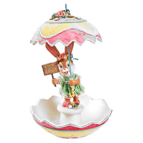 Katherines Spring Showers Bunny with Umbrella Candy Dish