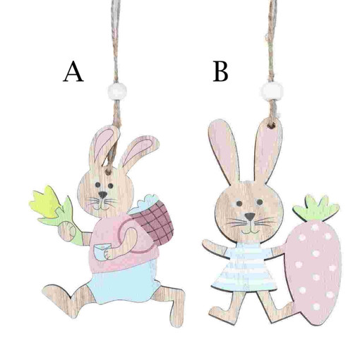 Hanging Ornaments Wooden Easter Bunny