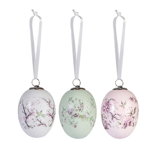 Set of 3 Chinoiserie Hanging Egg Decoration