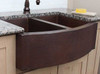 FHA33W2-5050 Double equal copper farmhouse kitchen sink installed.