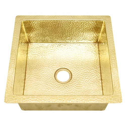 Brass Square Bar Bar/Prep Sink Hammered Brass Brass Sinks Direct