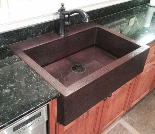 Copper Farmhouse Kitchen Sink for top counter mount.