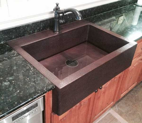 FHA - Custom Copper Farmhouse Sink Kitchen top mount sink -  www.coppersinksdirect.com