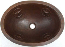 Texas star design copper oval bath sink