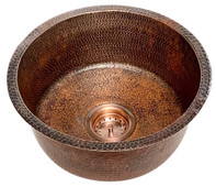 DBV16-AC+214, hammered copper sink with drain.