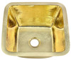 SBV15SQ-SB, Square bar sink in hammered brass with 2" drain opening.