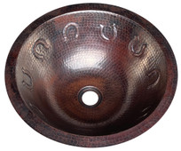 In Stock (BR15-HS-DC) Round Dark Copper Sink w/ Horseshoe Designs